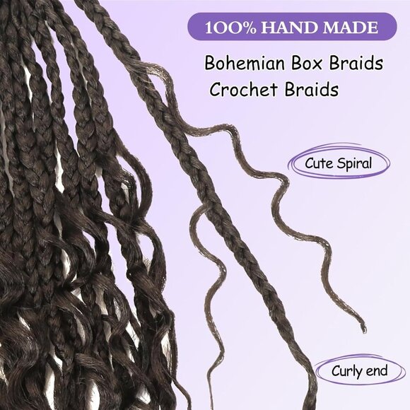 Goddess Box Braids Crochet Hair Synthetic 10in Boho Curls for Black Women